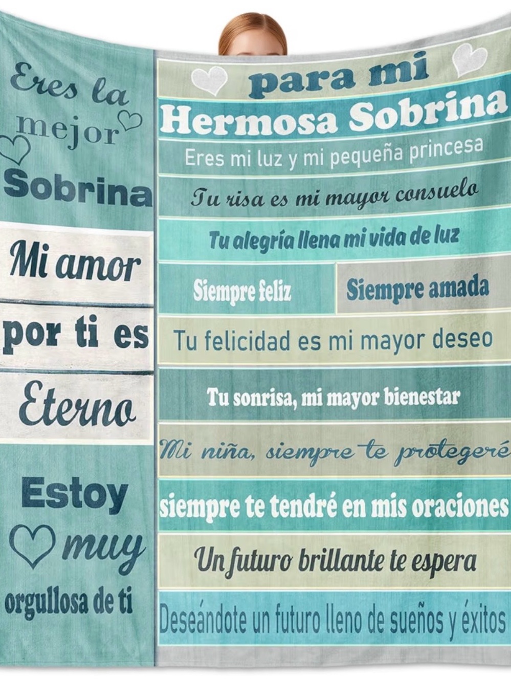 Hermosa Sobrina Teal Message Blanket